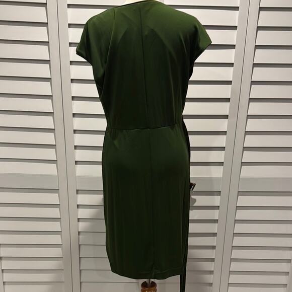 Ann Taylor Green Ruched Wrap Midi Dress - Picture 5 of 10